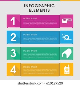 Modern distance infographic template. infographic design with distance icons includes tunnel, tape. can be used for presentation, diagram, annual report, web design. 
