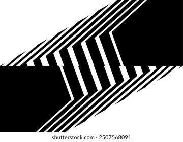 Fondo moderno dividido a rayas de líneas rotas negras. Video Patrón de moda en blanco y negro para publicidad, carteles, cubiertas..., juegos