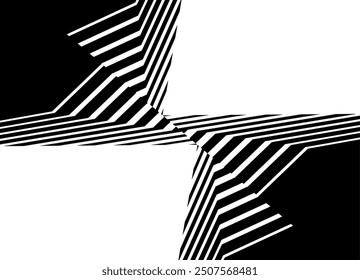Modern divided striped background of black broken lines. Trendy black and white pattern for advertising, posters, covers