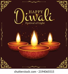 Modern Diwali Background With Candles.