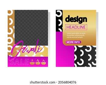 Diseño Diwali moderno para presentaciones de plantillas con espacio para fondo fotográfico. Informe anual, folleto, libro, afiche, volante, folleto, diseño de portada.