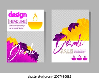 Modern Diwali design for presentations templates with space for photo background. Annual report, leaflet, book, poster, flyer, brochure, cover design.