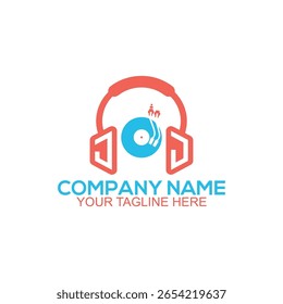 Modern DJ Music Logo  Headphone and Vinyl Record Icon for Studio and Entertainment