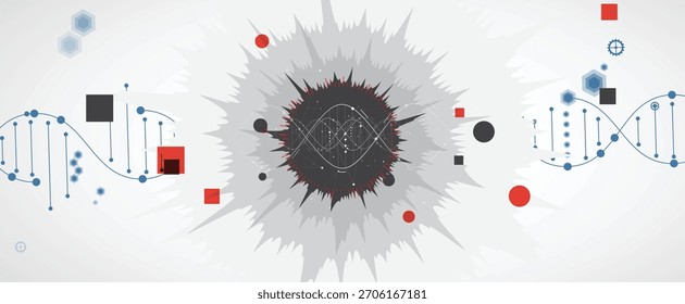 Diseño moderno de ADN, vías neuronales, hebras moleculares