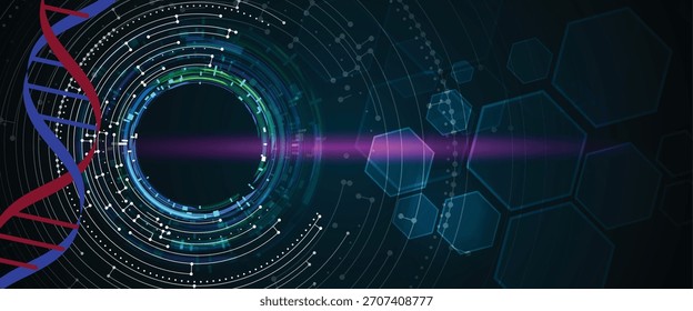 Diseño moderno de ADN, vías neuronales, hebras moleculares