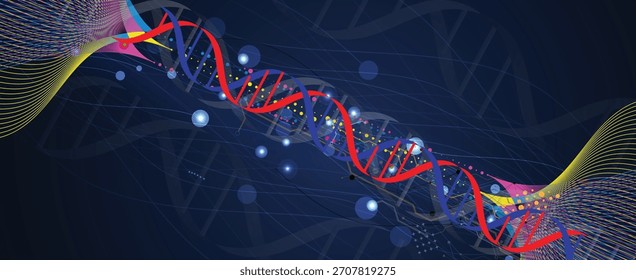Design moderno de dna, vias neurais, linhas moleculares
