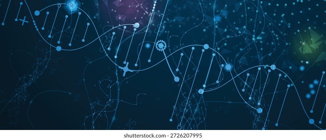 Design moderno de dna, vias neurais, linhas moleculares
