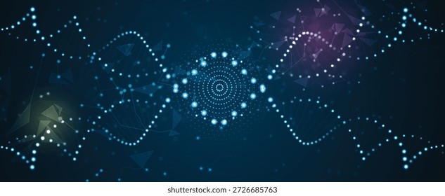 Design moderno de dna, vias neurais, linhas moleculares