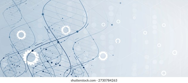 Diseño de ADN moderno, vías neuronales, hebras moleculares, fondo de biotecnología