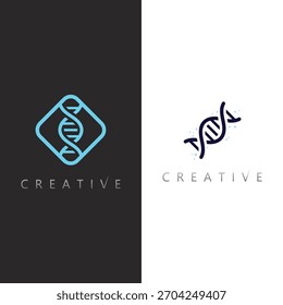 Modern DNA Helix Vector Logo Symbolizing Genetic Innovation and Advanced Biotechnology Concepts
