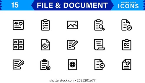 Modern Document and File Icons. Clean and Versatile Icons for Digital Paperwork, Cloud Sync, Folder Organization, and Business Efficiency