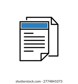 Modern document icon with blue header and white pages Vector