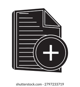 Modern document icon with plus sign overlay representing adding new content or files