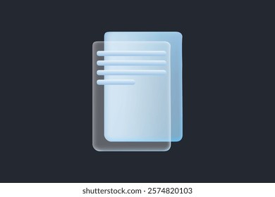 Modern documents and files vector trend icon in style of glassmorphism with gradient, blur and transparency. Glassmorphism paper document, paperwork sign, information storage.