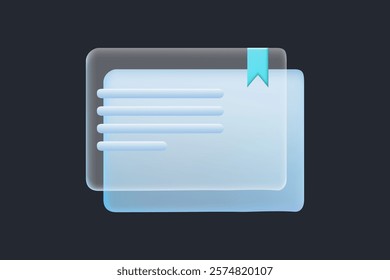 Modern documents and files vector trend icon in style of glassmorphism with gradient, blur and transparency. Glassmorphism paper document, paperwork sign, information storage.