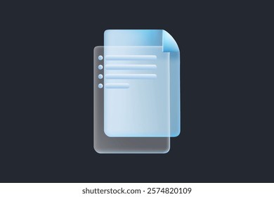 Modern documents and files vector trend icon in style of glassmorphism with gradient, blur and transparency. Glassmorphism paper document, paperwork sign, information storage.