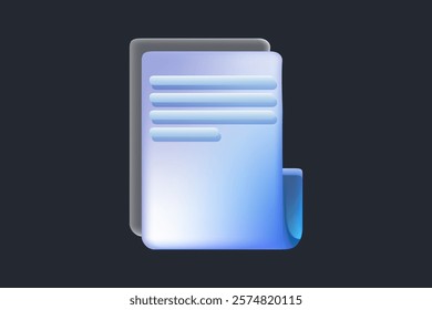 Modern documents and files vector trend icon in style of glassmorphism with gradient, blur and transparency. Glassmorphism paper document, paperwork sign, information storage.