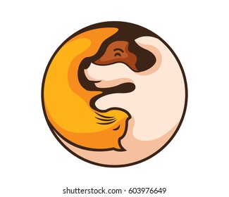 Modern Dog And Cat Yin Yang Balance Logo