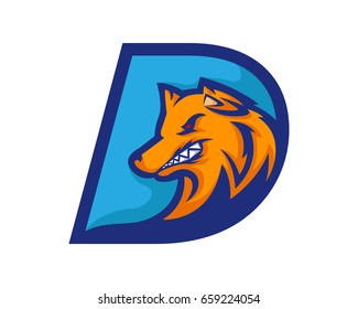 Modern Dog D Letter Alphabet Sports Logo