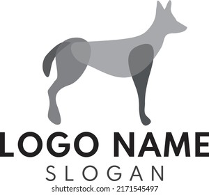 Diseño moderno de logotipo de perro con estilo superpuesto