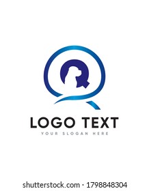 A modern doggy themed letter type Q logo template, Vector logo for business and company identity 