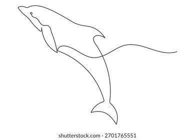 Modern dolphin continuous one line drawing clean outline design