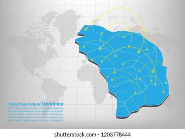 Modern of dominica Map connections network design, Best Internet Concept of dominica map business from concepts series, map point and line composition. Infographic map. Vector Illustration.