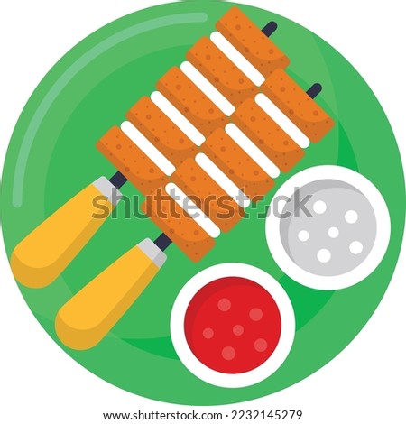 modern doner kebab with two types sauces Concept, Yatik vector color icon design, Asian Cuisines symbol, Most Popular Dishes Sign, Street Foods stock illustration 