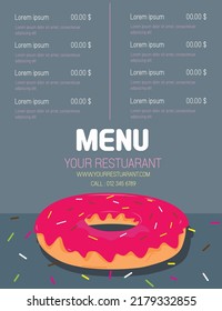 Modern Donut Menu Vector Design 