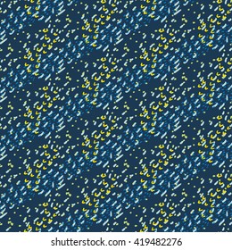 modern doodle hand drawn seamless pattern. creative fabric repeatable print on dark blue background