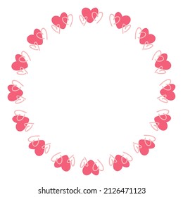 Modern doodle heart frame template. Poster, card, banner design. Holiday vector illustration. 
