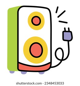 Modern doodle icon of audio speaker 
