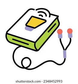 Modern doodle icon of audiobook 