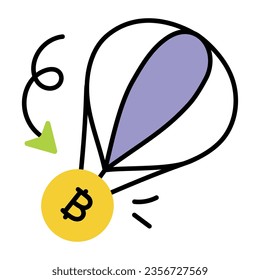 Modern doodle icon of bitcoin inflation 