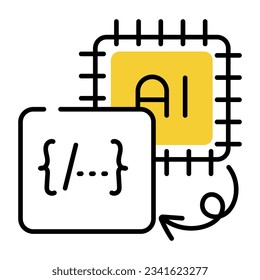 Modern doodle icon of code processor