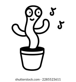 Un doodle moderno icono del cactus bailador
