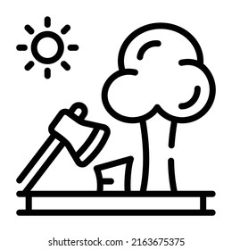 Modern doodle icon of deforestation
