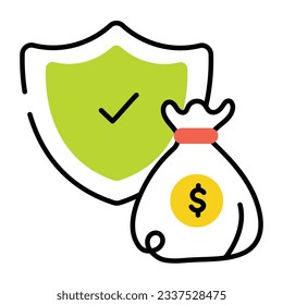 Modern doodle icon of financial security 