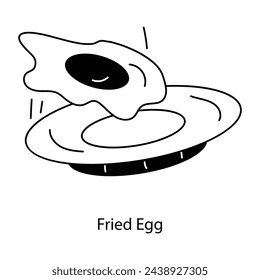 Modern doodle icon of fried egg 