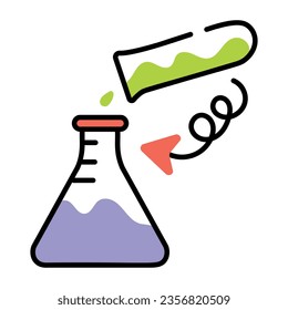 Icono de doodle moderno del experimento de laboratorio 
