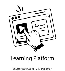 Modern doodle icon of a learning platform 