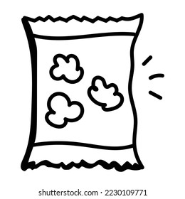 A modern doodle icon of a popcorn 