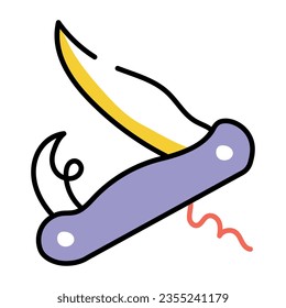 Modern doodle icon of swiss knife 