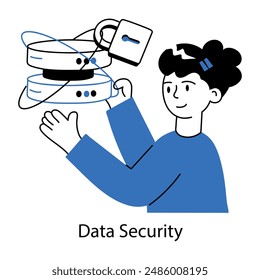 Mini ilustración moderna de la seguridad de datos 