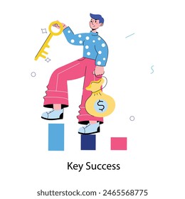Modern doodle mini illustration of key success 