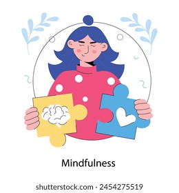 Modern doodle mini illustration of mindfulness 