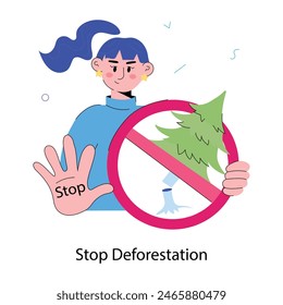 Modern doodle mini illustration of stop deforestation 