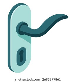 Modern door handle isometric flat color vector illustration template design