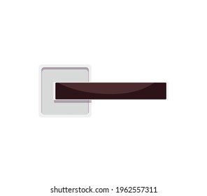 Modern door handle lock cartoon icon or symbol, flat vector illustration isolated on white background. Door design element the locking handle in shape of arm.