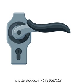 Modern Door Handle with Push Mechanism for Entrance, House Interior Element Flat Style Vector Illustration